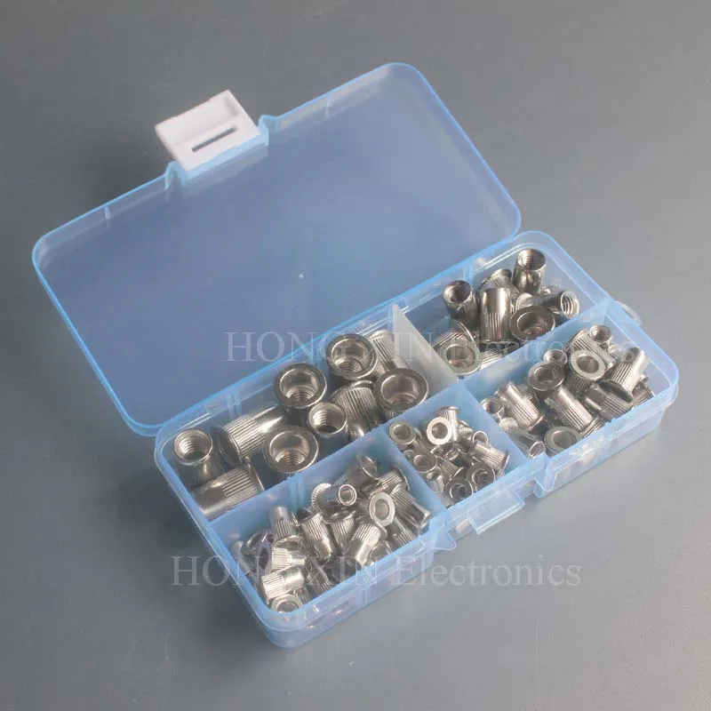 

100Pcs/Box M3 M4 M5 M6 M8 Stainless Steel Rivnut Flat Head Threaded Rivet Insert Nutsert Cap Rivet Nut Assortment Kit