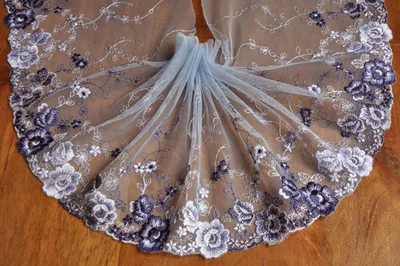 3 метра(10 м) 16-24 см синяя сетчатая вышитая кружевная ткань ручной работы для рукоделия одежды швейная ткань аксессуары для одежды 142 - Цвет: B 21cm