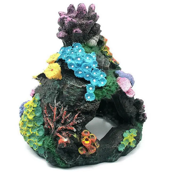 Аквариумный искусственный Коралл Украшение полый мульти-отверстие коралловый риф для аквариума орнамент аквариум Пещера Рок дом для рыбы - Цвет: Красный