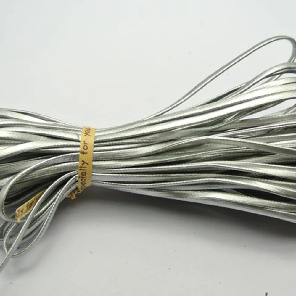 

10 Meter Silver Flat Soft Synthetic Leather Jewelry Cord Lace String 3X1mm