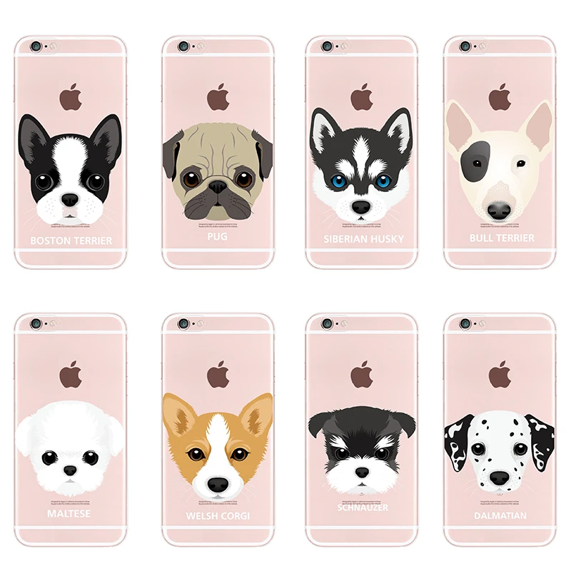 Милый мягкий чехол для iPhone 7 7Plus 6 6S 8 8plus X XS Max SAMSUNG с изображением Щенка Мопса