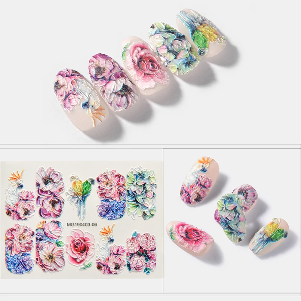 

6D Nail Applique Sticker Decorative Nai lPolish Art Stickers DIY nail tool embossed flower water pattern sticker