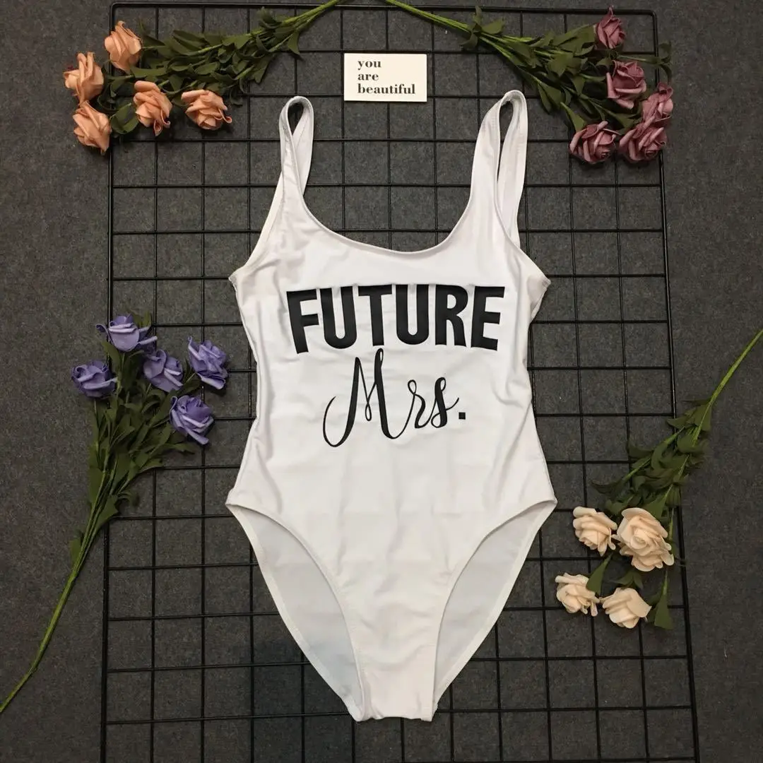

Customized Text FUTURE 2019 Swimwear One Piece Swimsuit Girlfriends bodysuit Make your own style Swimwear Let Hen Party