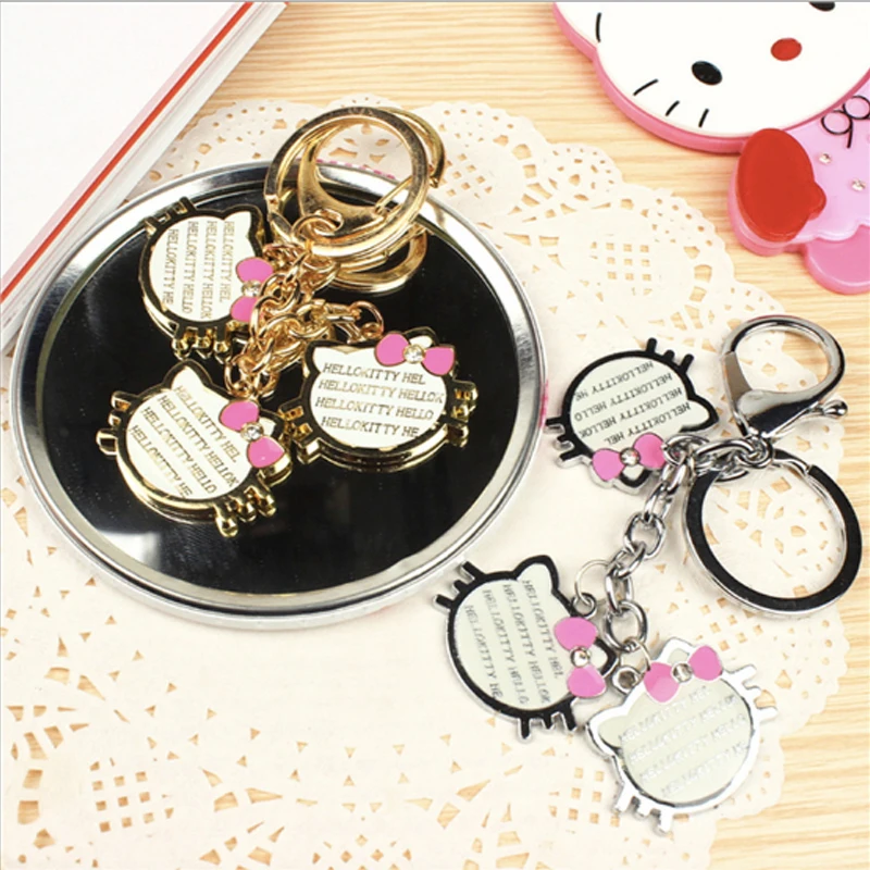 Hello Kitty Metal Keychain Cartoon Anime Keychains Cat Keyring Cute
