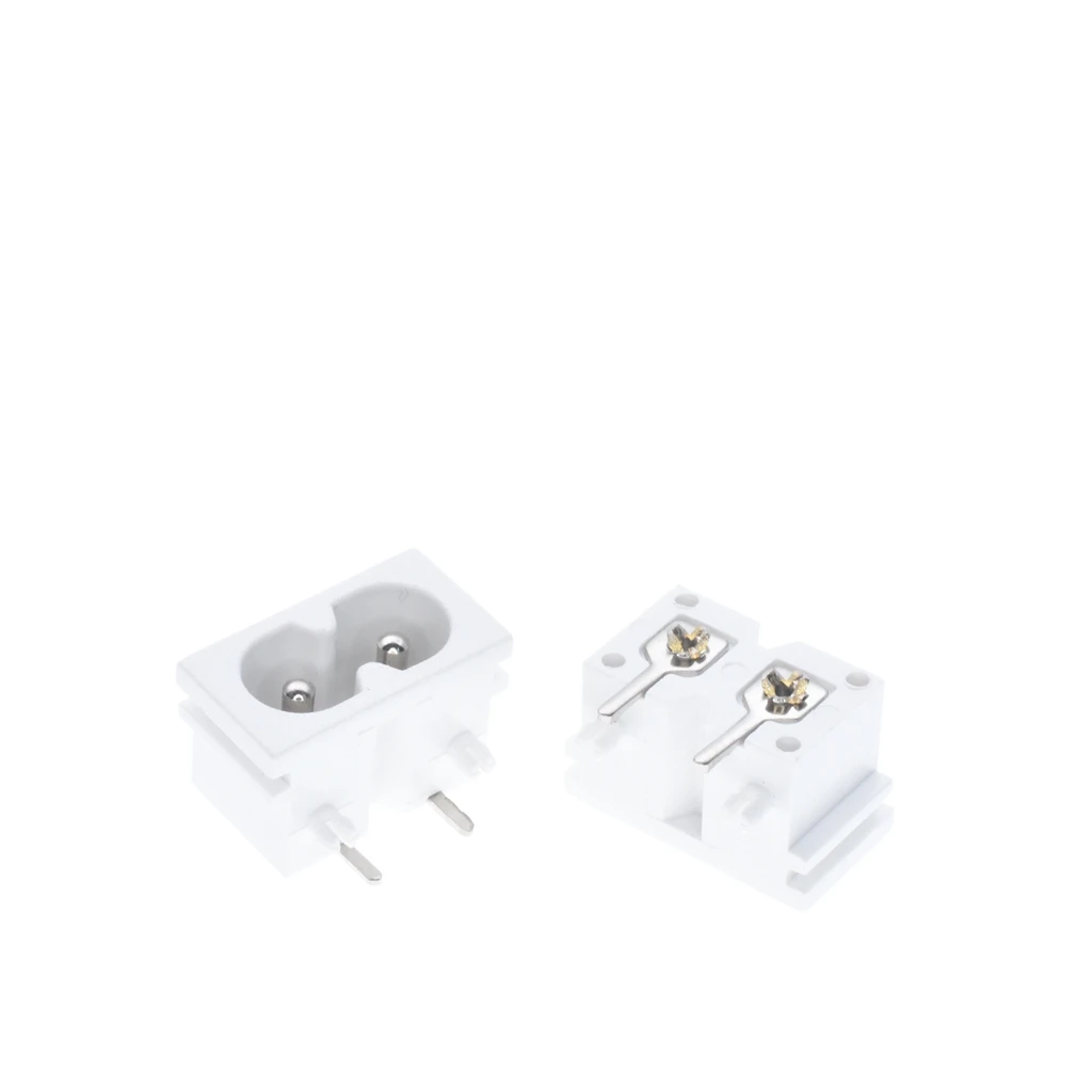 

10PCS IEC320 C8 white Male Plug Power socket 2P Connector copper Switch AC-019A