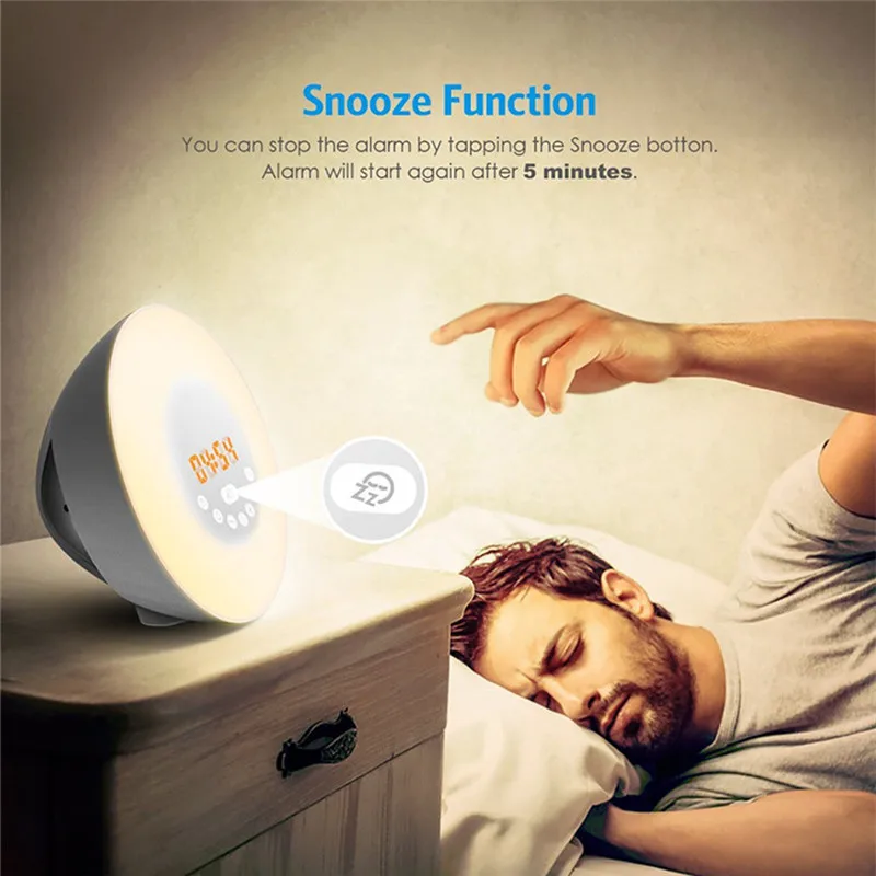 

Touch sensing alarm clock Wake Up Light Sunrise Sunset Simulation Alarm Clock 7 Colors Atmosphere Lamp Three specifications