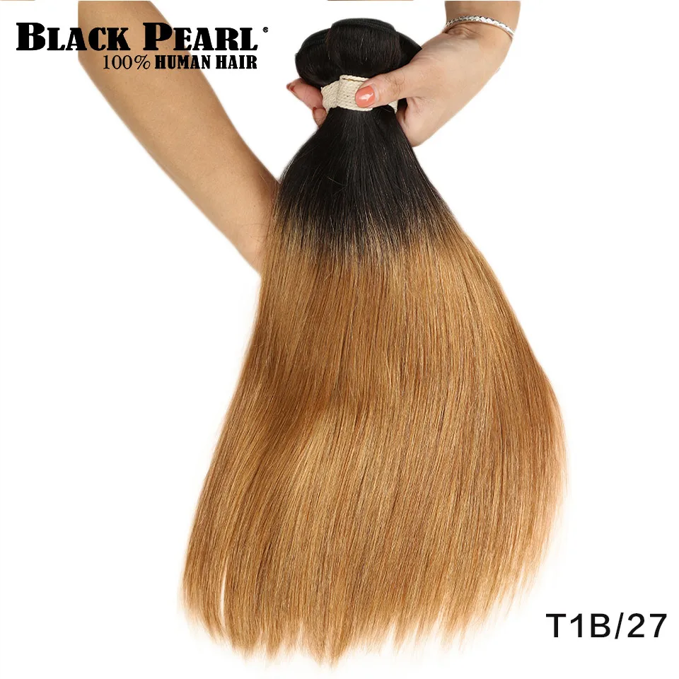 2-х цветный(Цвет эффектом деграде(переход от темного к бразильские прямые волосы пучки волос 1/3/4 шт. волосы Remy человеческие волосы пучки T1B/27# T1B/30# T1B/99J - Цвет: T1B/27