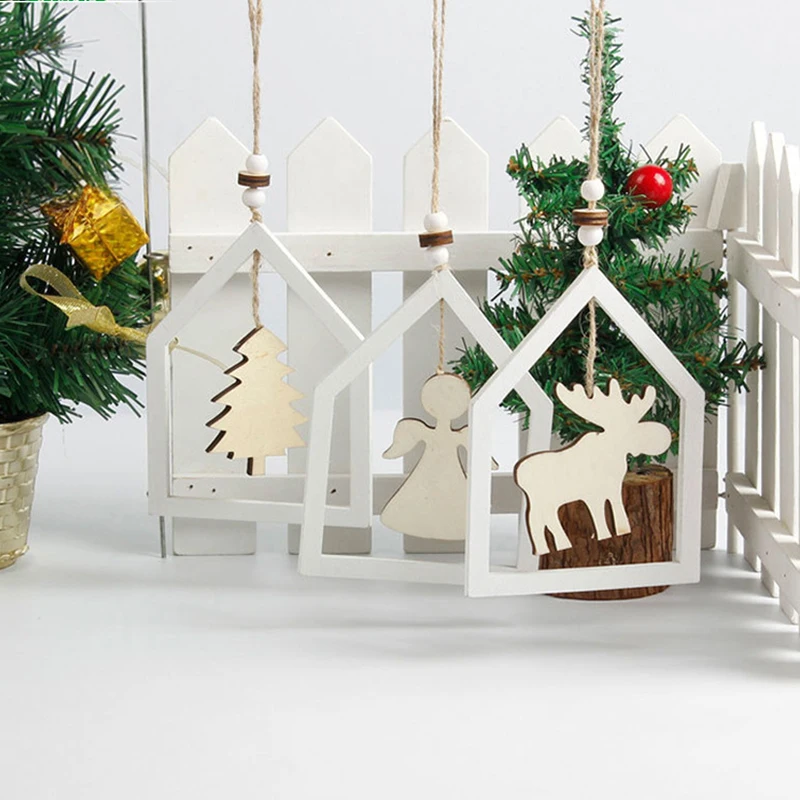 

Wooden Elk Tree Angel Shaped Pendants Christmas Party Decor Hanging Ornaments for Christmas Tree Supplies