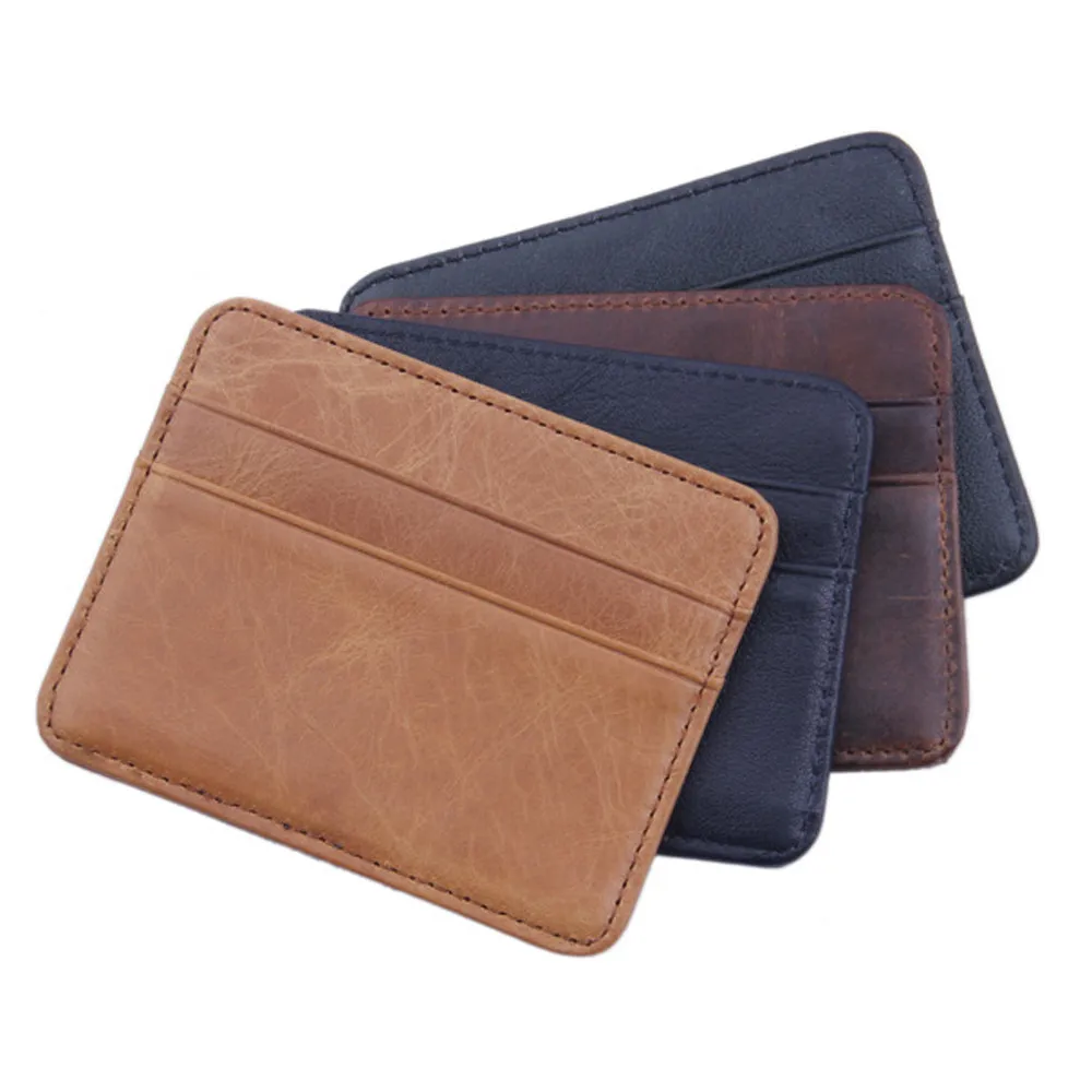 

Men's Women's Card Wallet Vintage Synthetic Leather Small ID Credit Card Wallet Holder Slim Pocket Case Paquete de tarjeta #