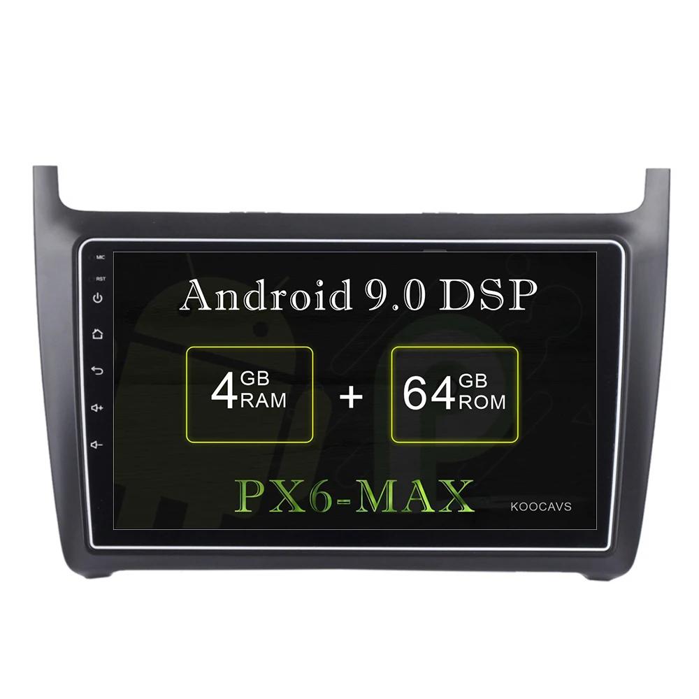 KOOCAVS 10," ips Android 9,0 автомобиля gps радио плеер для нового Polo 2012 2013 с 4 Гб+ 64 Гб стерео мультимедийная Главная панель