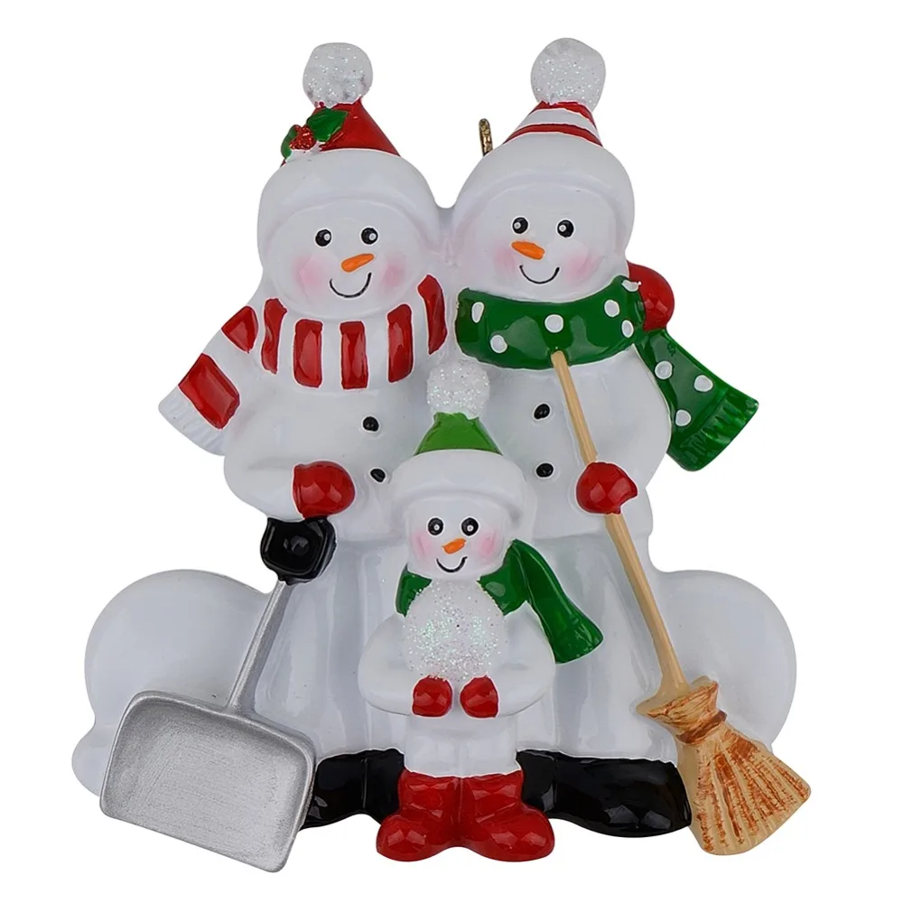 

Resin Snowman Family Shovel of 3 Polyresin Christmas Tree Ornaments Personalized Gifts Home Holiday Decoration