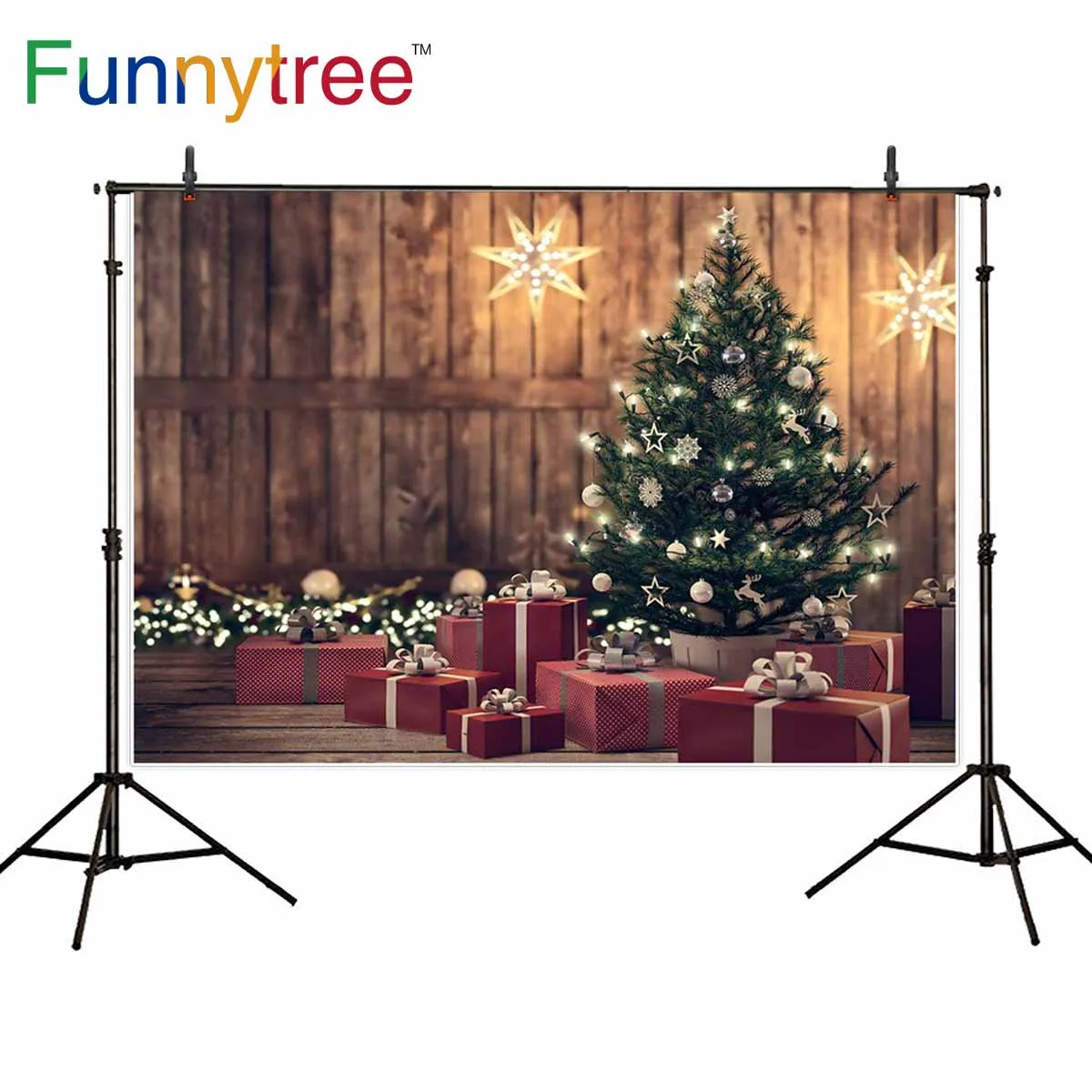 Funnytree фоны для фотосъемки студия Рождественские елки Подарочное украшение винтажная деревянная стена фон фотобудка для фотосессии