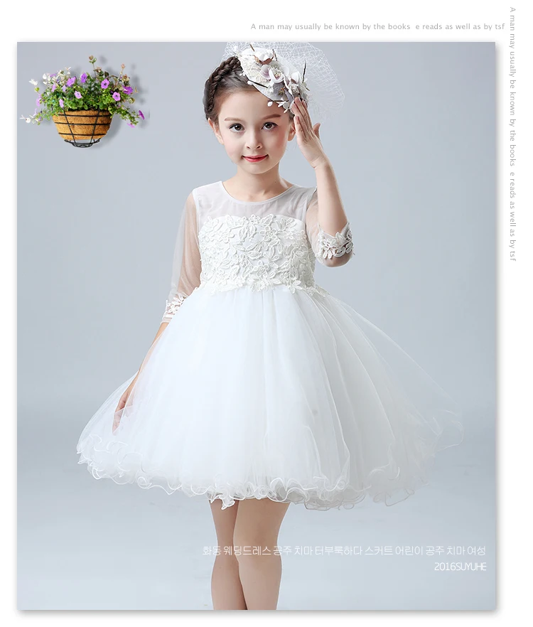 Топ 2017 для девочек кружевное платье с цветочным рисунком платье принцессы детская белая одежда с бантом платья дизайнерский детский праздн...