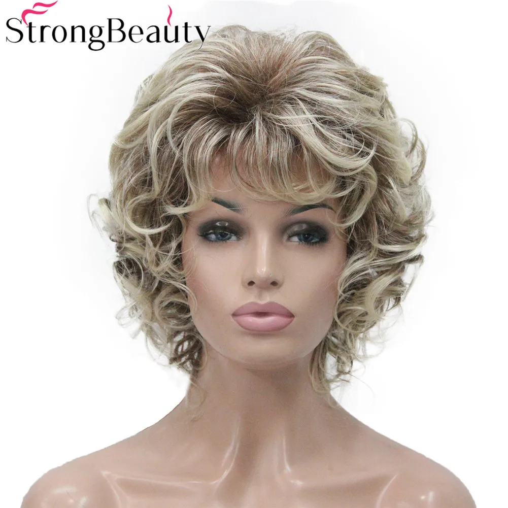 Цена StrongBeauty синтетические Короткие вьющиеся парики термостойкие полные монолитные волосы женский парик