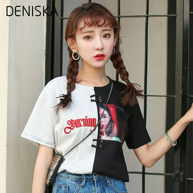 DENISKA 2018 женская одежда Женская с короткими рукавами пуловер шею Все матч