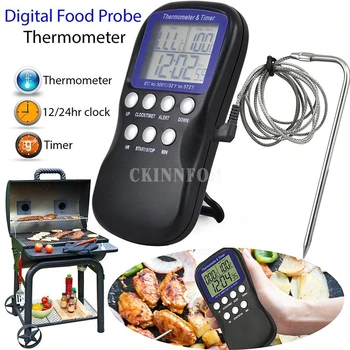 

100Pcs/Lot Prfessional LCD Digital Food Probe Oven Kitchen Thermometer Timer Temperature Sensor Cooking Baking Kitchen BBQ Tools