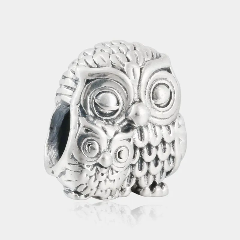 

Autumn Charming Owl Family Charm Fit Pandora Bracelets DIY Authentic 925 Sterling Silver Animal Beads For Jewelry Making