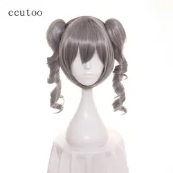 Ccutoo 14 "/35 см Idol Master Золушка Обувь для девочек канзаки Ранко серый фигурных синтетический Косплэй волосы парик с чип Хвостики