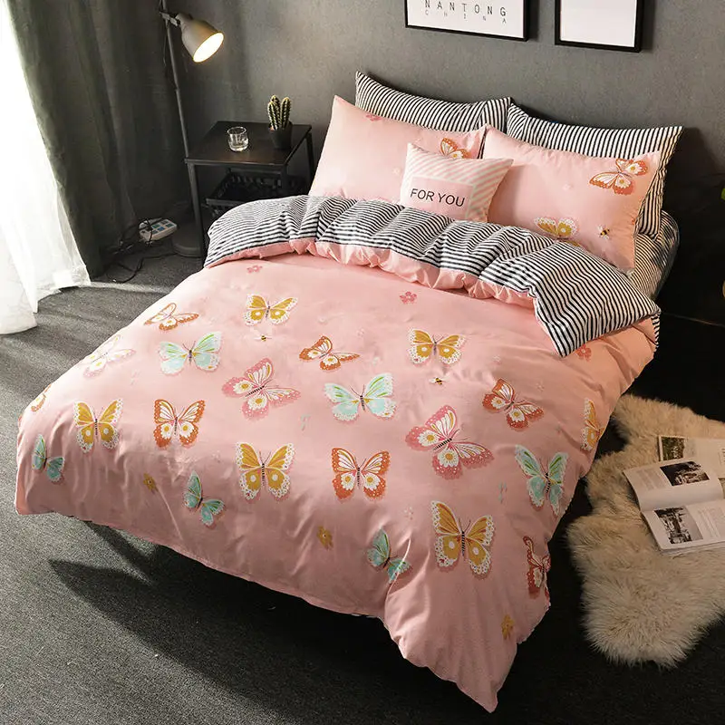 

SALE ! Butterfly Printing 4PCS Bedding Set Men/Women Bed Set Duvet Cover Bed Sheet Pillowcase Bedding Bedclothes cover for bed