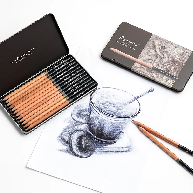 Марко Ренуар 3001-12 шт., набор карандашей премиум класса для рисования, железная коробка, нетоксичные карандаши для рисования, тонкие школьные товары для рукоделия