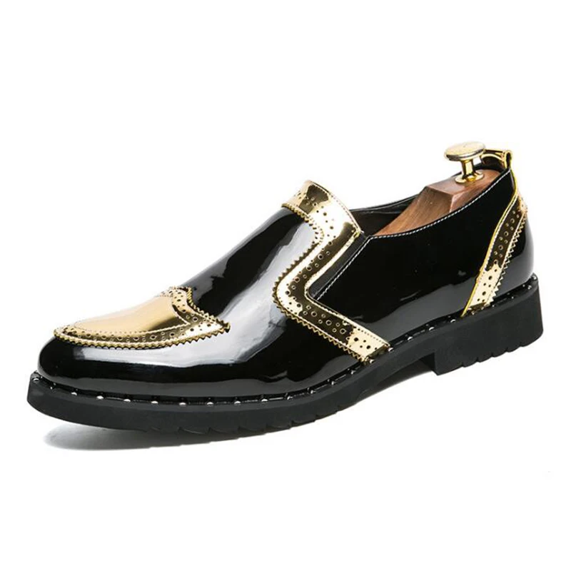 

2018 New Arrival men Leather dress shoes gold fashion designer business derby comfortable shoes man flat casual shoes