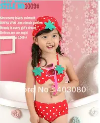 HI-Q/красный клубника 3 костюм Детская купальник Детский бикини/Детские Купальник Пляж Штаны