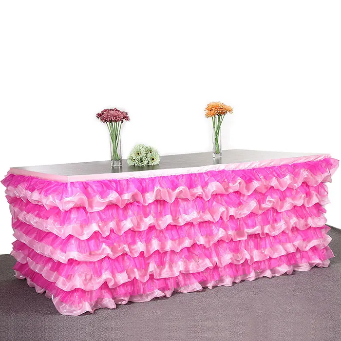 

Multi-Layers 275x76cm Tulle Table Skirt Wedding Banquet Birthday Tutu Table Skirt Tulle Tableware Jupe De Table