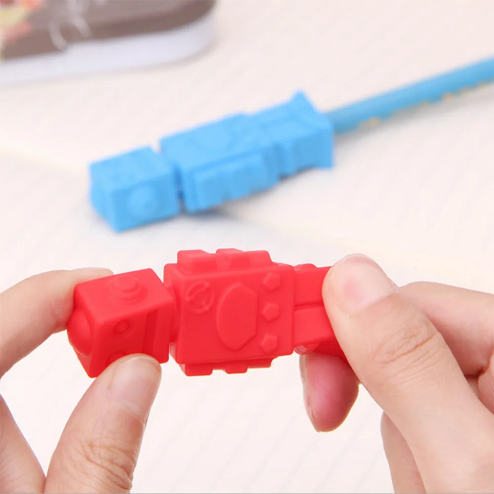 В форме робота детский Прорезыватель детский колпачок для карандашей силиконовый пищевой Прорезыватель для зубов для детей Детская Игрушка Для Прорезывания Зубов Стоматологический уход