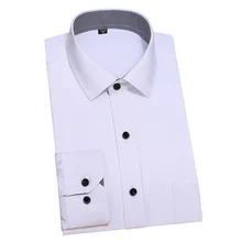 Весенне-осенние мужские рубашки в стиле пэчворк с клетчатым вырезом, однотонные классические деловые рубашки с длинными рукавами, офисная одежда