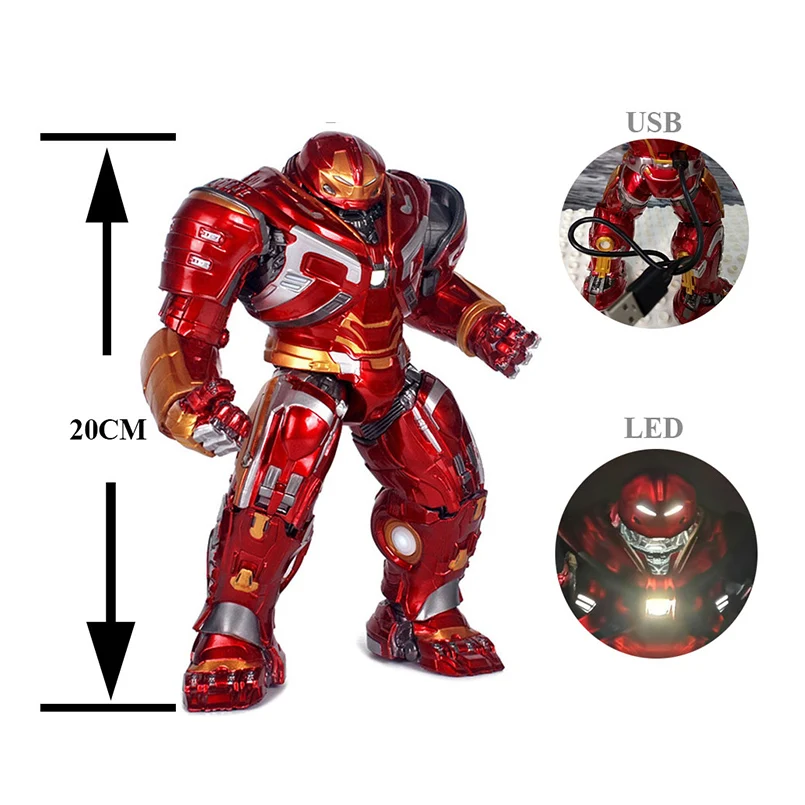 

20cm Avengers Infinity War Iron Man Hulkbuster Lighting PVC Action Figures Toys Hulk Buster Collection Model Toys For children