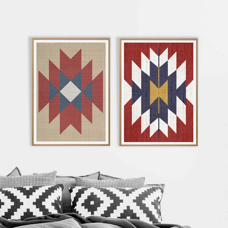 

Aztec Rug Boho Wall Art Prints And Poster , Western Art Aztec Tribal Canvas Painting Wall Pictures Living Room Home Decor