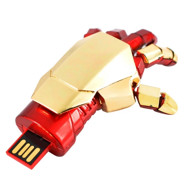 

HOT Gold Avengers Iron Man Hand Real Capacity 8GB 16GB 32GB 64GB USB 2.0 Flash Memory Pen Drive 128GB Stick Pendrives 512GB Gift