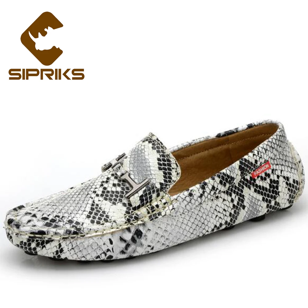 Sipriks Print Python Loafers For Men Fashion Driving Shoes Designer