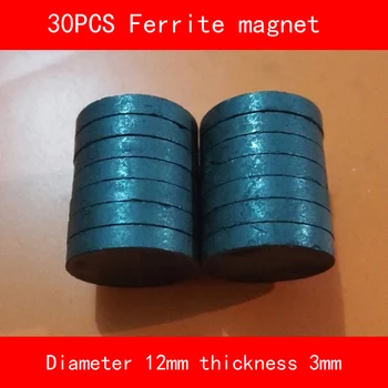 

30PCS diameter 12mm thickness 3mm Operating temperature -40 to +220 Celsius circular Ferrite Magnet