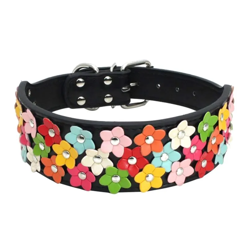 Download Pet Floral Dog Collars PU Leather Flower Small Medium ...