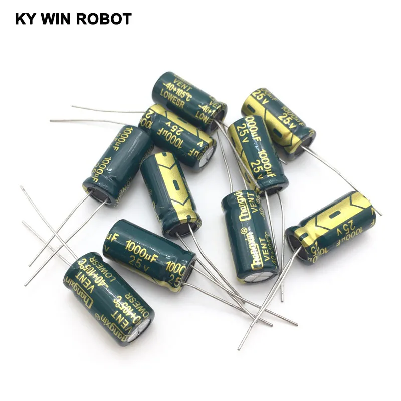 10pcs 1000uf 25v Aluminum Electrolytic Capacitor