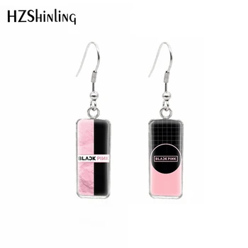 

2019 Fashion Kpop Girl's Group Blackpink Stainless Steel Square French Hook Earring Dangle Sweet Summer Accessory Jewelry