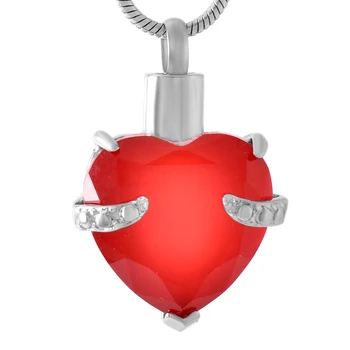 

IJD8072 Red Heart Shape Birthstone Cremation necklace jewelry Fashion women's keepsake urn ashes memorial pendant
