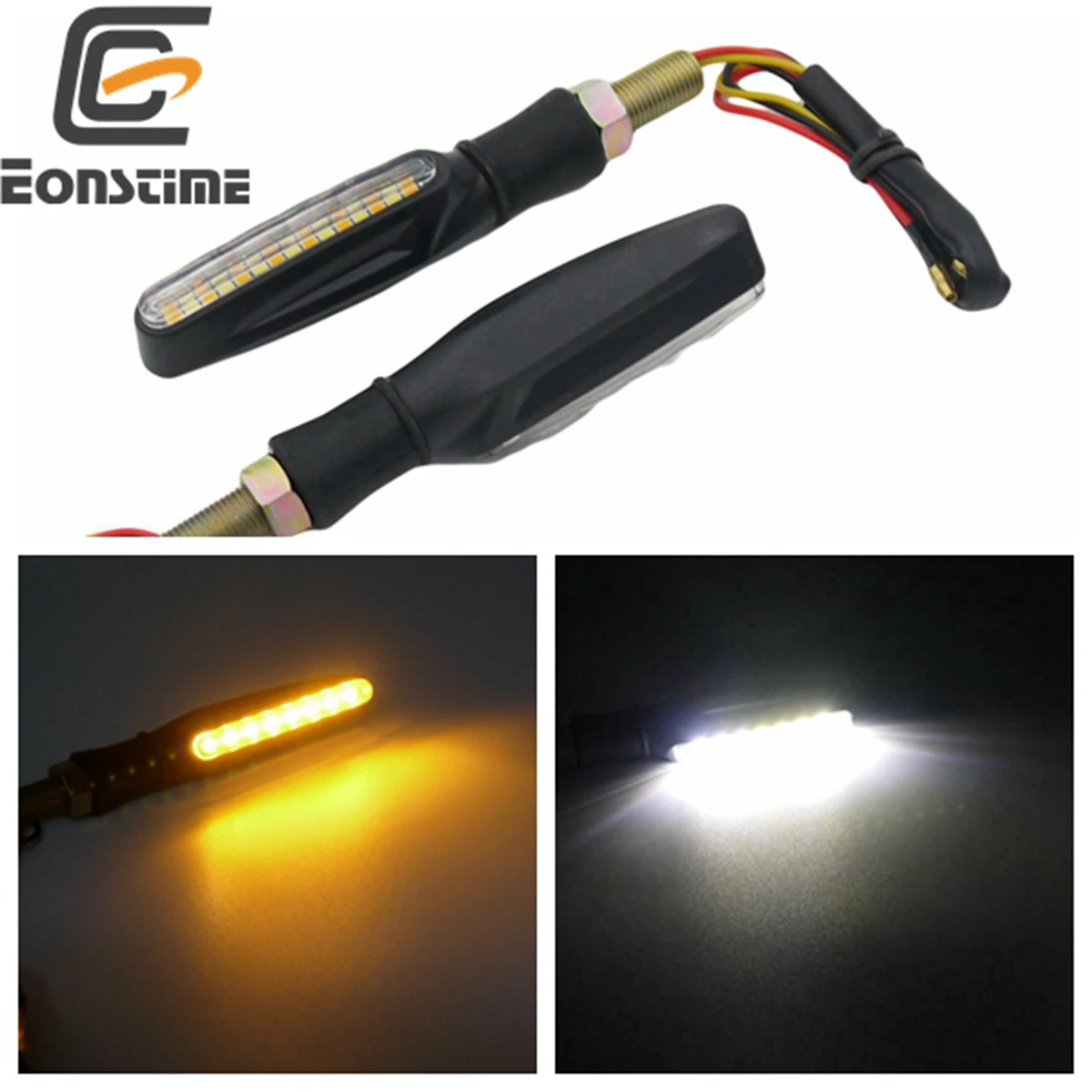 

Eonstime Amber/White Motorcycle 15LED Turn Signal Light DRL white daytime running lamp Indicator Blinker Flashers Universal