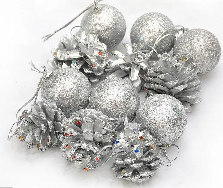 12pcs Hanging Balls Pine Cones Christmas Tree Party Decoration