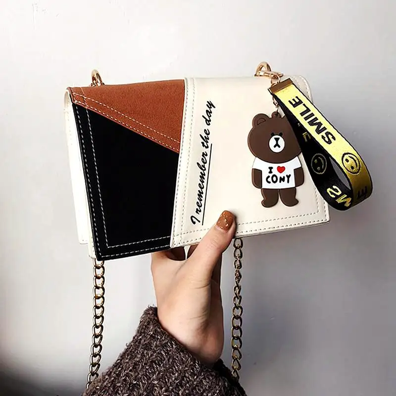 

2019 new women's small square bag personality fashion single shoulder bag Contrasting colour body bag