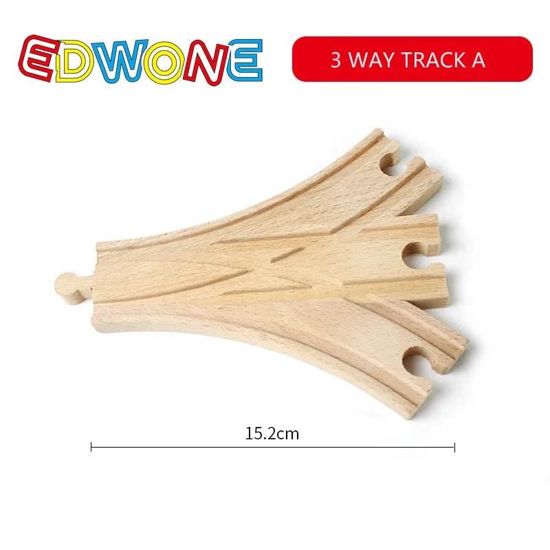 EDWONE, новые деревянные железнодорожные дорожки, аксессуары для железной дороги, все виды деревянных дорожек, различные новые компоненты, обучающие игрушки - Цвет: 3 WAY TRACK A