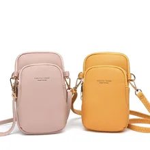 Для женщин плеча упаковка для мобильного телефона желтый карман мягкие из искусственной кожи груди мешок дамы мини сумки через плечо для девочек сумка, сумка на плечо