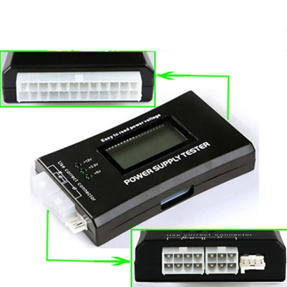 SD power supply tester for PC-power supply/ATX /BTX /ITX compliant LCD Display SATA HDD Tester 20/24 pin Professional