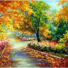 Красивые деревья Цветы Смешанные цвета пейзаж напечатаны DIY цифровая картина маслом по номерам модная ручная живопись без рамки 40x50 см