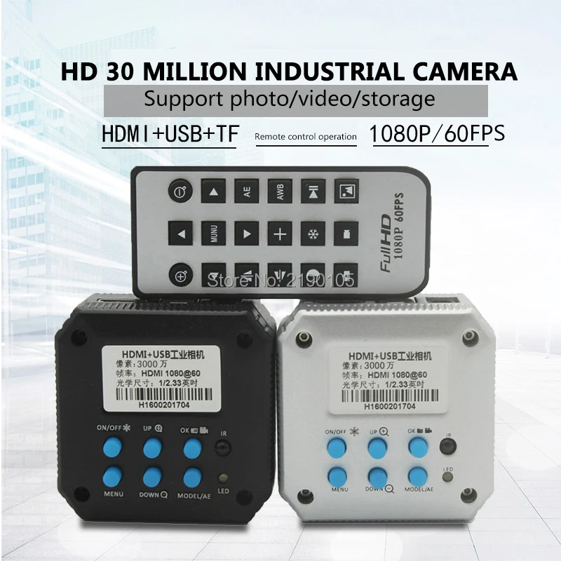 

Free Shipping 20MP 1080P 60FPS Industrial Microscope Camera HDMI USB Output TF Card Storage Video Remote Control Operation