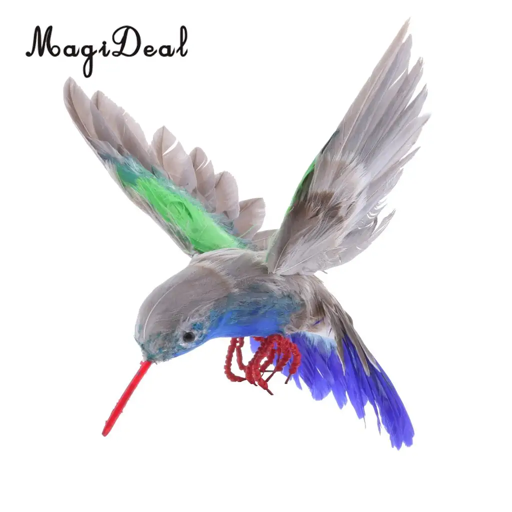 Artificial Feathered Flying Hummingbird Shelf Display Birds Figurines Ornament Crafting Home Decor Supplies 