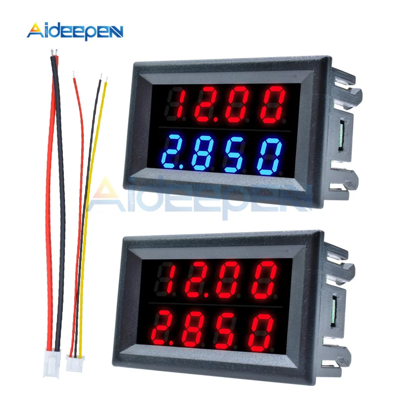 

10A Mini Digital Voltmeter Ammeter DC 100V 200V Volt Voltage Current Meter Tester 0.28" Blue Red Dual LED Display 4 Bit 5 Wires