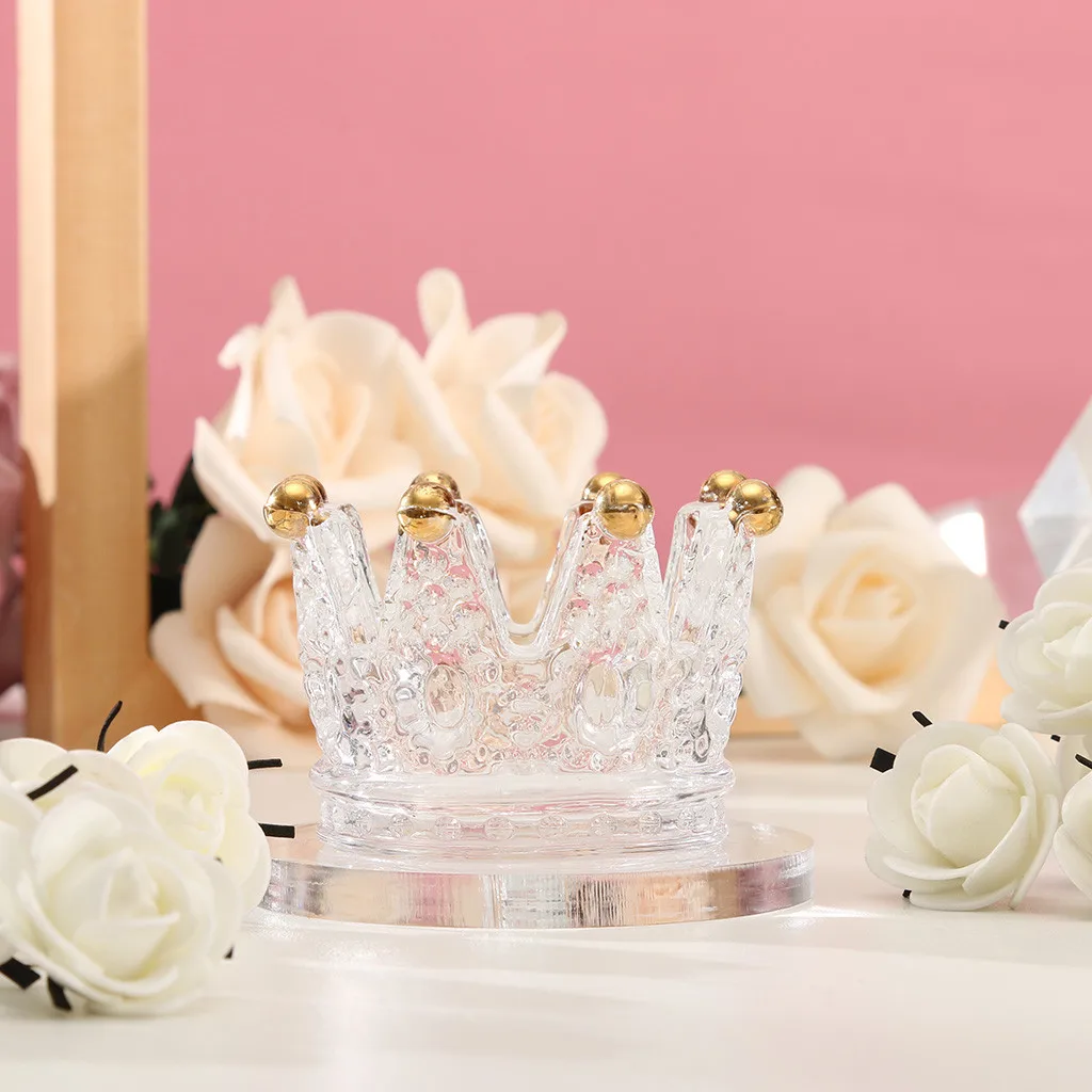 Crystal Ashtray Cigarette Crown Candlestick Tea Light Stand Candle Holder Art Nature Home Decor Candle Holders