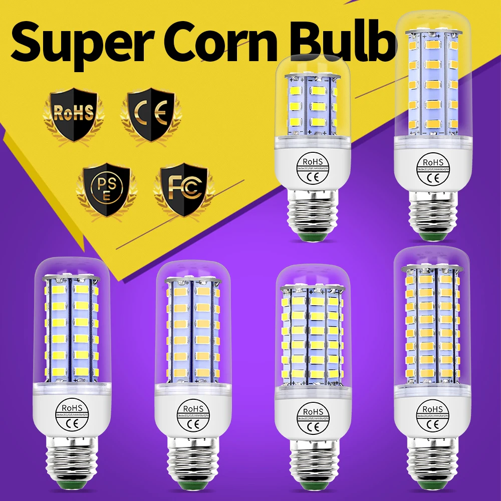 

LED Light E27 Corn Bulb 220V High Lumen SMD5730 E14 Led Energy saving Lamp 24 36 48 56 69 72leds Lampada Led For Home Decoration